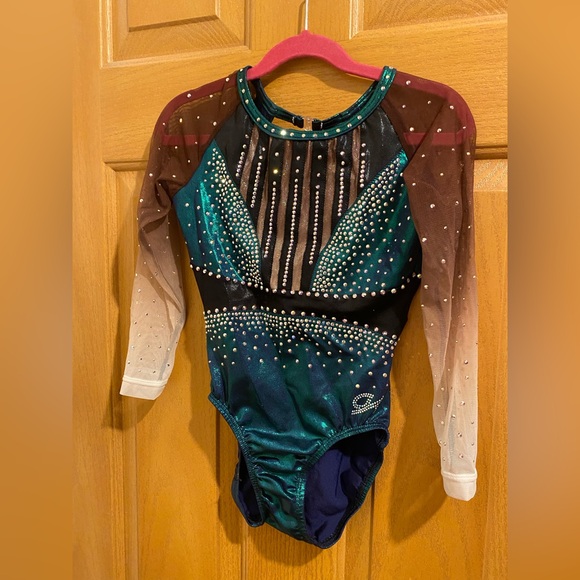 GK Other - GK Rhinestone Embellished Leotard in Teal and Black